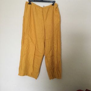 yellow linen pants